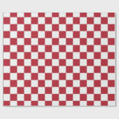 Red and White Retro Check Holiday ラッピングペーパー (フラット)