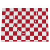Red and White Retro Check Holiday ラージペーパーバッグ (正面)