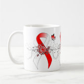 Red and White Ribbon with Butterfly Coffee Mug コーヒーマグカップ (左)