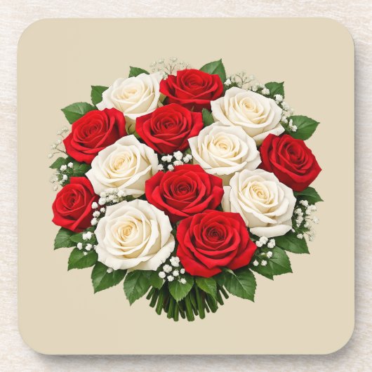 Red and white roses コースター (正面)