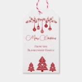 Red and White Scandinavian Folk Art Christmas ギフトタグ (正面)