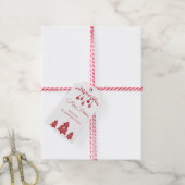 Red and White Scandinavian Folk Art Christmas ギフトタグ (より糸付き)