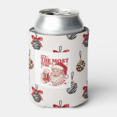 Red and white snowflakes 缶クーラー (缶正面)