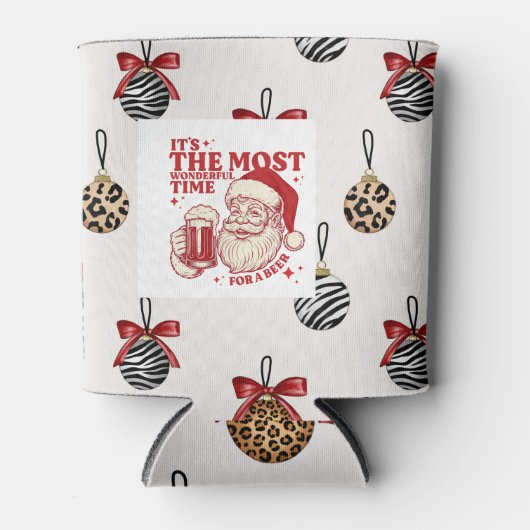 Red and white snowflakes 缶クーラー (正面)