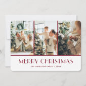 Red and White Snowflakes Photo Christmas Card シーズンカード (正面)