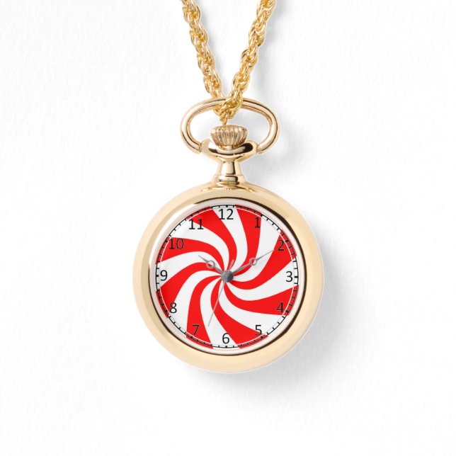red and white spiral print 腕時計 (正面)