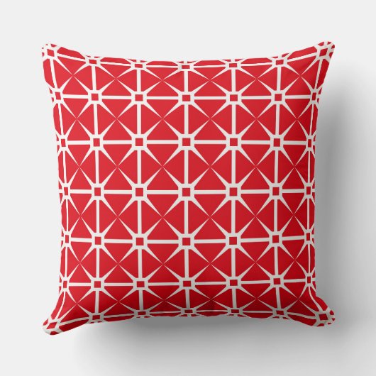 Red and White Square and Star Pattern クッション (裏面)