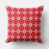 Red and White Square and Star Pattern クッション (正面)