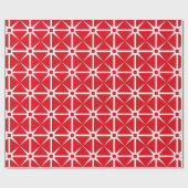 Red and White Square and Star Pattern ラッピングペーパー (フラット)
