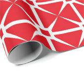 Red and White Square and Star Pattern ラッピングペーパー (ロールコーナー)