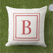 Red And White Square Border Monogram  アウトドアクッション (芝生)