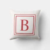 Red And White Square Border Monogram  クッション (裏面)