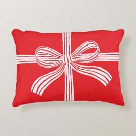 Red and White Striped Bow Accent Pillow アクセントクッション