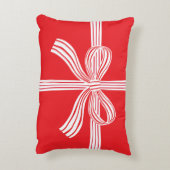 Red and White Striped Bow Accent Pillow アクセントクッション (裏面(縦))