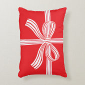 Red and White Striped Bow Accent Pillow アクセントクッション (正面(垂直))