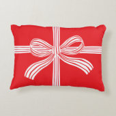 Red and White Striped Bow Accent Pillow アクセントクッション (裏面)