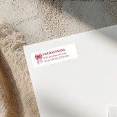 Red and White Striped Bow Return Address Label ラベル