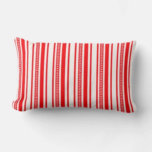 Red and White Striped Throw Pillow ランバークッション (正面)