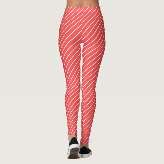 Red And White Stripes And Lines Pattern レギンス (裏面)