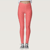 Red And White Stripes And Lines Pattern レギンス (正面)