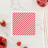 Red and White Stripped Stripes Party Paper Napkins スタンダードカクテルナプキン (インサイチュ)
