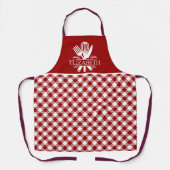 Red and White Tartan Plaid Christmas Pattern エプロン (正面)