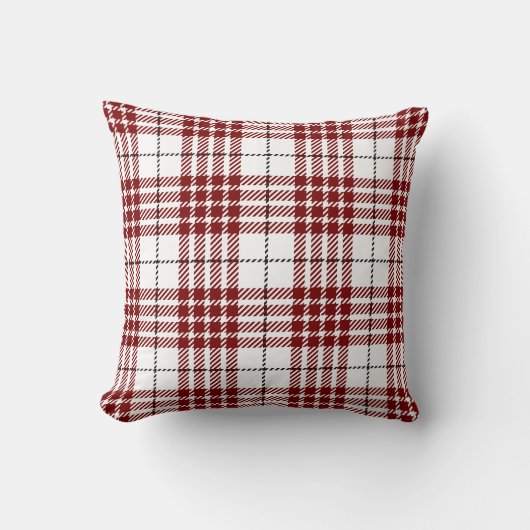 Red and white Tartan Plaid Pattern クッション (正面)