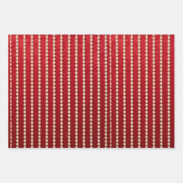 Red and White Velvet-Look ラッピングペーパーシート