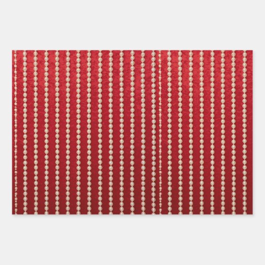 Red and White Velvet-Look ラッピングペーパーシート (正面)
