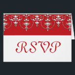 Red and White  Victorian Wedding RSVP card<br><div class="desc">This Valentine or Christmas,  red and white,  Wedding design is in a Victorian style pattern ,  inside also carries the pattern and is nicely finished. text customizable. Not limited to these holidays as it is customizable.</div>