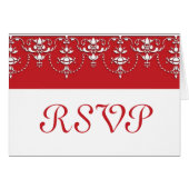 Red and White  Victorian Wedding RSVP card (正面横)