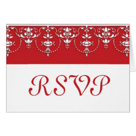 Red and White  Victorian Wedding RSVP card