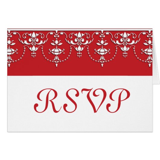 Red and White  Victorian Wedding RSVP card (正面横)