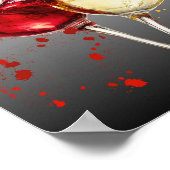 Red and White Wine Splatter Art ポスター (角)
