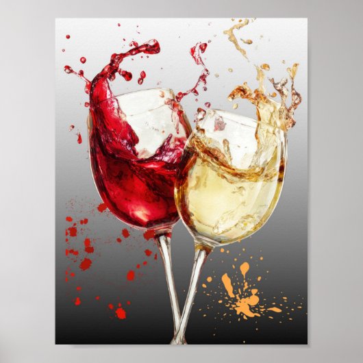 Red and White Wine Splatter Art ポスター (正面)