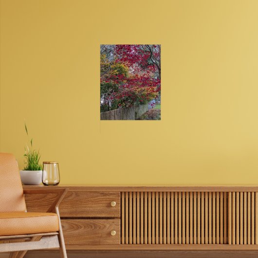 Red and Yellow Autumn Maple Leaves ポスター (リビング2)