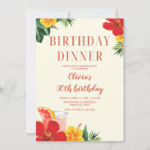 Red and Yellow Cocktail Birthday Dinner Party 招待状 (正面)