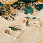 Red and Yellow Garden Flowers on Wood ジグソーパズル (側面)