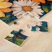 Red and Yellow Garden Flowers on Wood ジグソーパズル (側面)