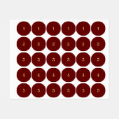 Red and yellow numbered ラベル (シート)
