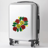Red and Yellow Roses Folk Art Narrowboat シール (スーツケース)