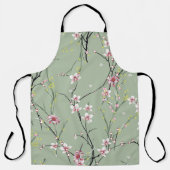 red and yellow small flower pattern on green backg エプロン (正面)