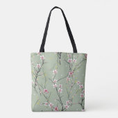 red and yellow small flower pattern on green backg トートバッグ (裏面)