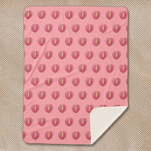 Red Anthurium Flower Seamless Pattern on シェルパブランケット