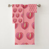 Red Anthurium Flower Seamless Pattern on バスタオルセット (インサイチュ)