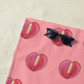 Red Anthurium Flower Seamless Pattern on ビーチタオル (インサイチュ)