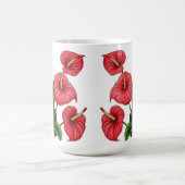 Red Anthurium Flowers with Green Leaves コーヒーマグカップ (中央)