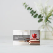Red AppleとBookを持つ学校管理者 名刺 (スタンド正面)