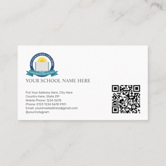 Red AppleとBookを持つ学校管理者 名刺 (裏面)