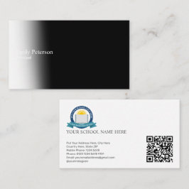 Red AppleとBookを持つ学校管理者 名刺